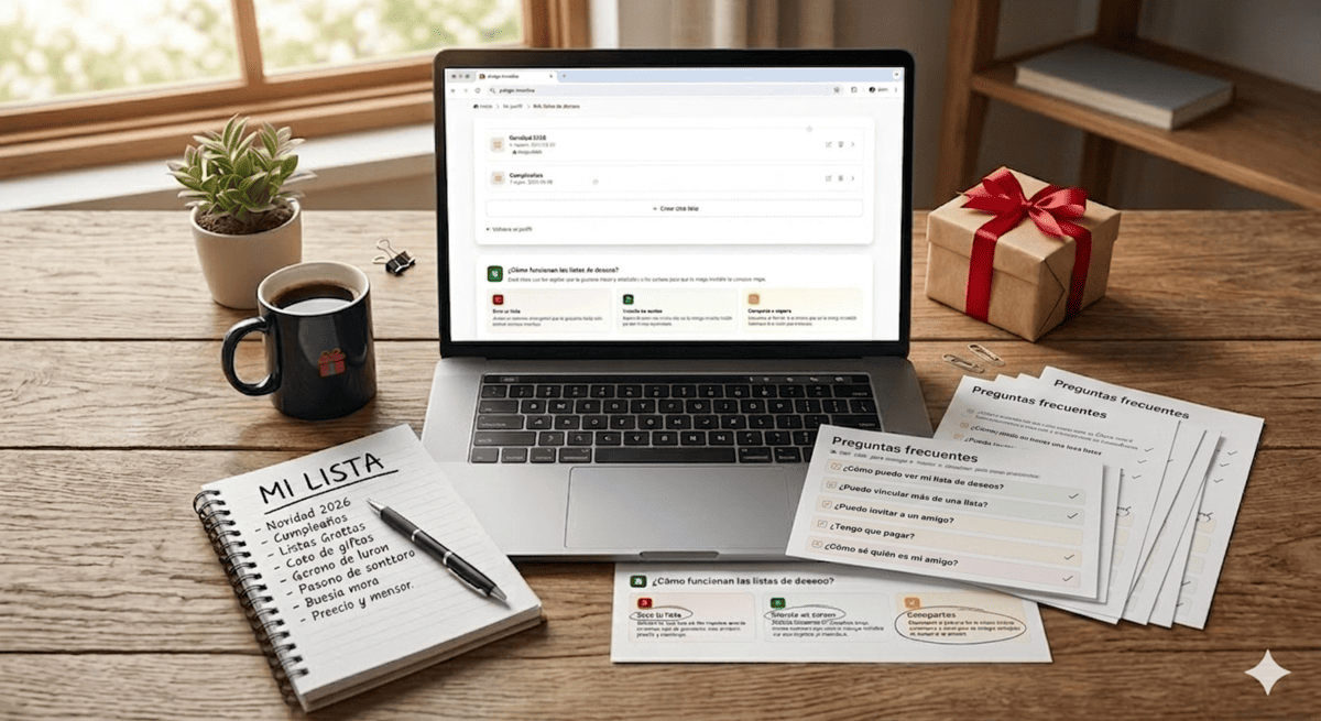 Interfaz de la app para crear listas de deseos personalizadas del Amigo Invisible en España
